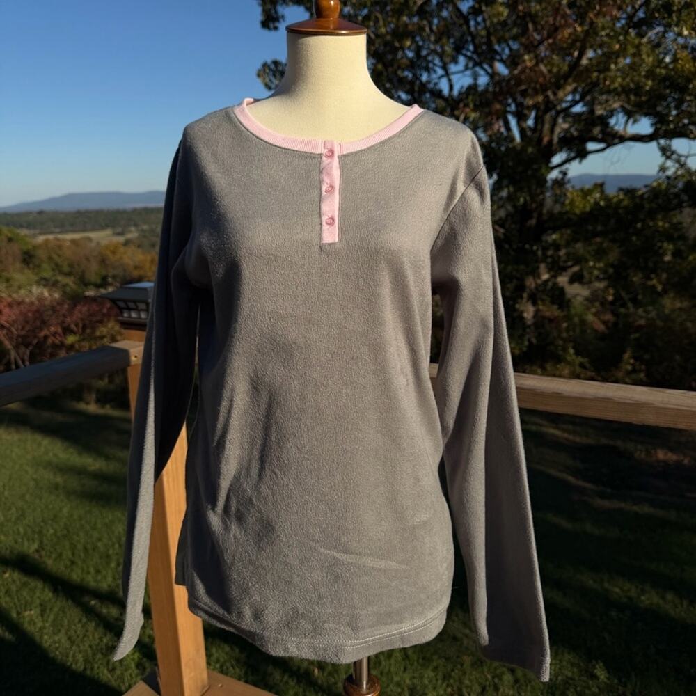 Kathy Ireland Sleepwear Gray & Pink Super Soft Fleece PJ Set Women’s Size Medium